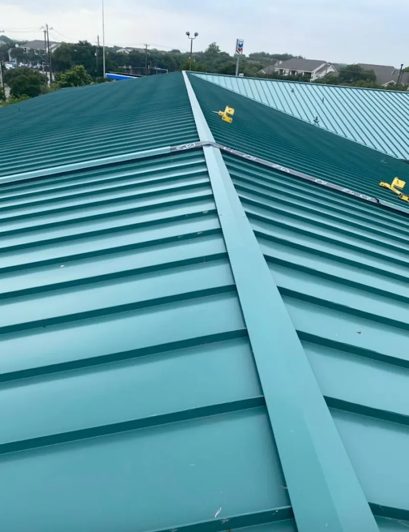 Green commercial metal roof ridge and valley for Metal Roof Repair in Oildale